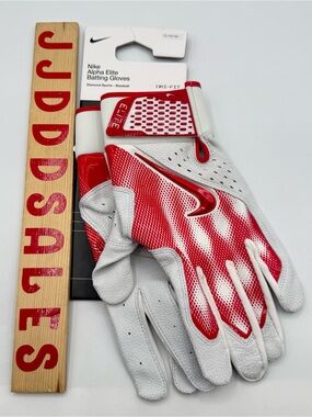 Nike Alpha Elite Baseball Batting Gloves Red White Men’s Sz XL NWT $60